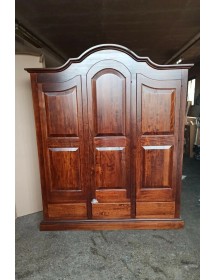 MOBILI 2G - ARMADIO 3 PORTE CLASSICO IN LEGNO TINTA NOCE 185X62X220 (247) vista frontale