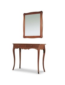 MOBILI 2G - CONSOLLE CON SPECCHIO IN LEGNO TINTA NOCE ARTE POVERA (537+538) VISTA FRONTALE