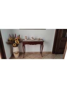 MOBILI 2G - CONSOLLE CON SPECCHIO IN LEGNO TINTA NOCE ARTE POVERA (537+538) VISTA FRONTALE