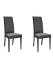 MOBILI 2G - SET 2 SEDIE MODERNE LEGNO ECOPELLE IMBOTTITA ANTRACITE