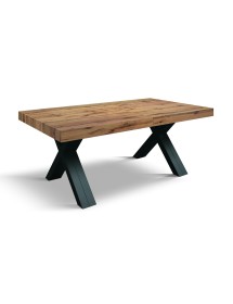 MOBILI 2G - TAVOLO NOBILITATO ALLUNGABILE EFFETTO ROVERE NODATO GAMBE ANTRACITE 180X90X76 (2005)  VISTA FRONTALE