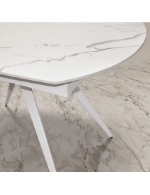 Mobili 2G - Tavolo moderno allungabile piano ceramica effetto marmo 140x90x78 (2059) vista frontale