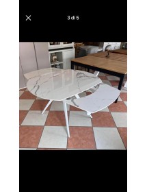 Mobili 2G - Tavolo moderno allungabile piano ceramica effetto marmo 140x90x78 (2059) vista frontale