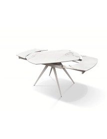 Mobili 2G - Tavolo moderno allungabile piano ceramica effetto marmo 140x90x78 (2059) vista frontale