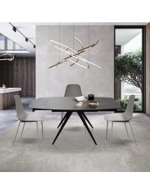 Mobili 2G - Tavolo moderno allungabile piano ceramica grigio grafite 140x90x78 (2060) vista frontale