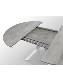 Mobili 2G - Tavolo rotondo moderno allungabile piano cemento gambe bianche 120x120x75,3 (2178) vista frontale