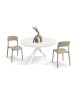 Mobili 2G - Tavolo rotondo moderno allungabile piano bianco frassino gambe bianche 120x120x75,3 (2179) vista frontale