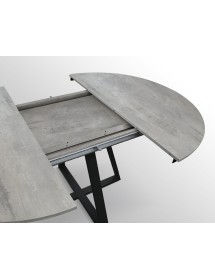 Mobili 2G - Tavolo rotondo moderno allungabile piano cemento gambe nere 120x120x75,3 (2181) vista frontale