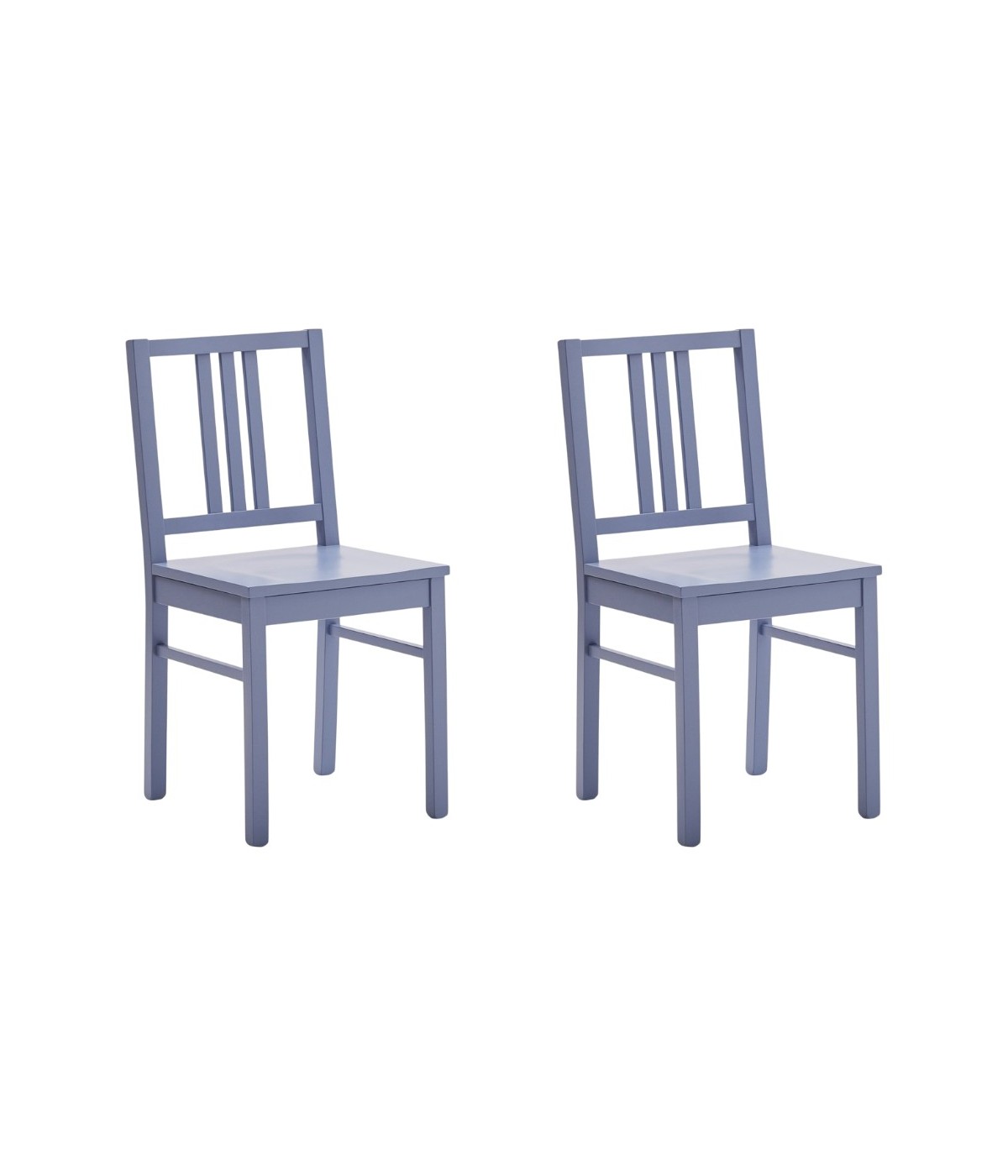 MOBILI 2G - Set 2 sedie legno shabby blu seduta legno L.43 H.87 P.48 vista frontale