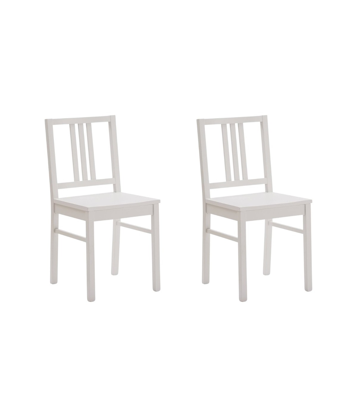 MOBILI 2G - Set 2 sedie legno shabby bianco seduta legno L.43 H.87 P.48 vista frontale