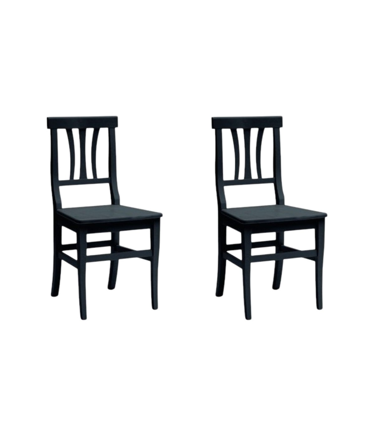 MOBILI 2G - Set 2 sedie classiche legno nero seduta legno 46x44x90 vista frontale