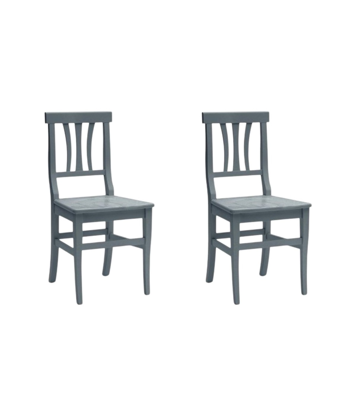 MOBILI 2G - Set 2 sedie classiche legno grigio seduta legno 46x44x90 vista frontale