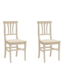 Set 2 sedie classiche legno avorio seduta legno 46x44x90