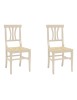Set 2 sedie classiche legno avorio seduta paglia 43x42x90