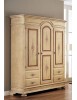 MOBILI 2G - ARMADIO 3 PORTE ARTE POVERA IN LEGNO AVORIO E ROSSO ANTICATO 184X60X22