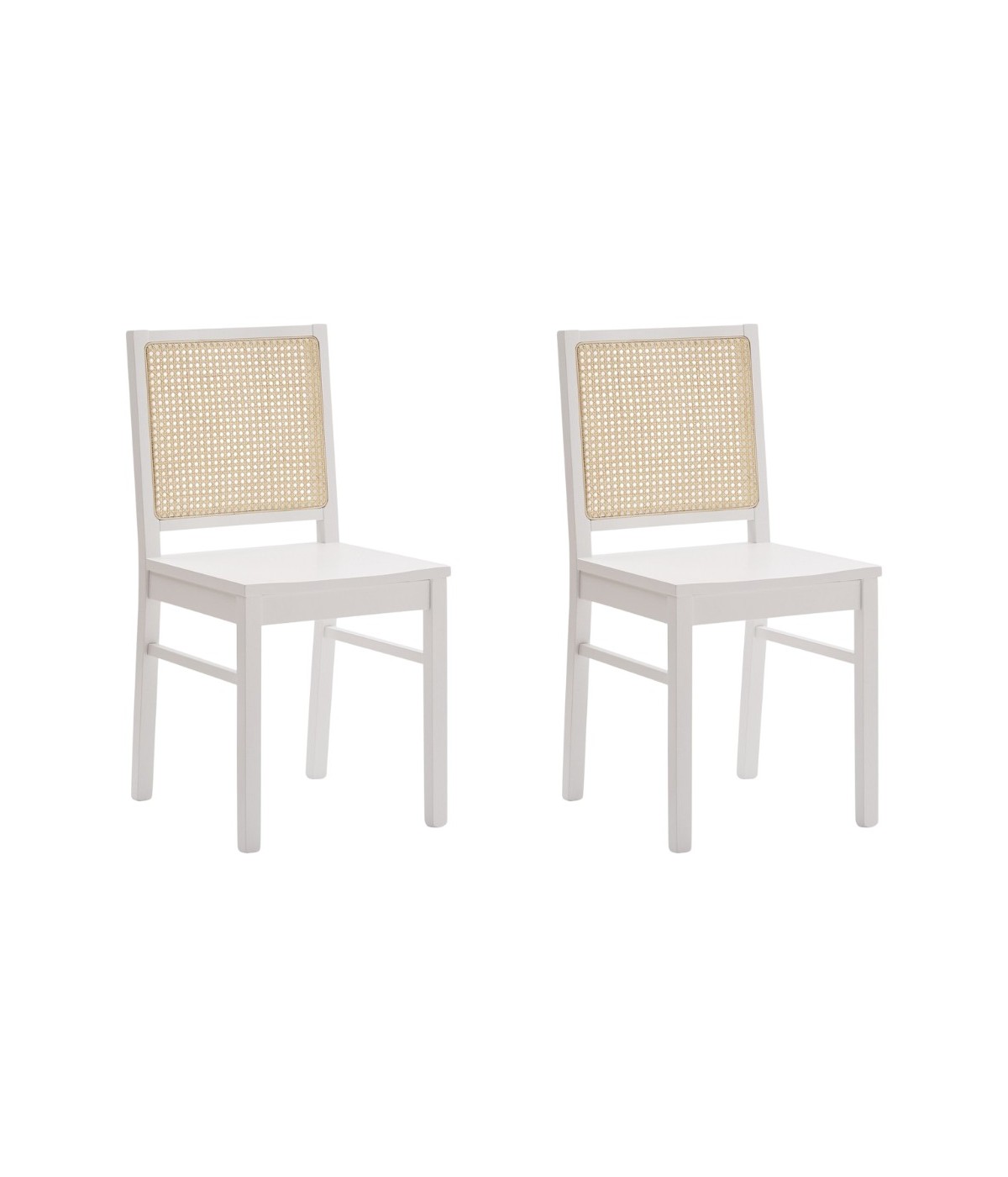 MOBILI 2G - SET 2 SEDIE PAGLIA DI VIENNA IN LEGNO BIANCO SEDUTA LEGNO vista frontale