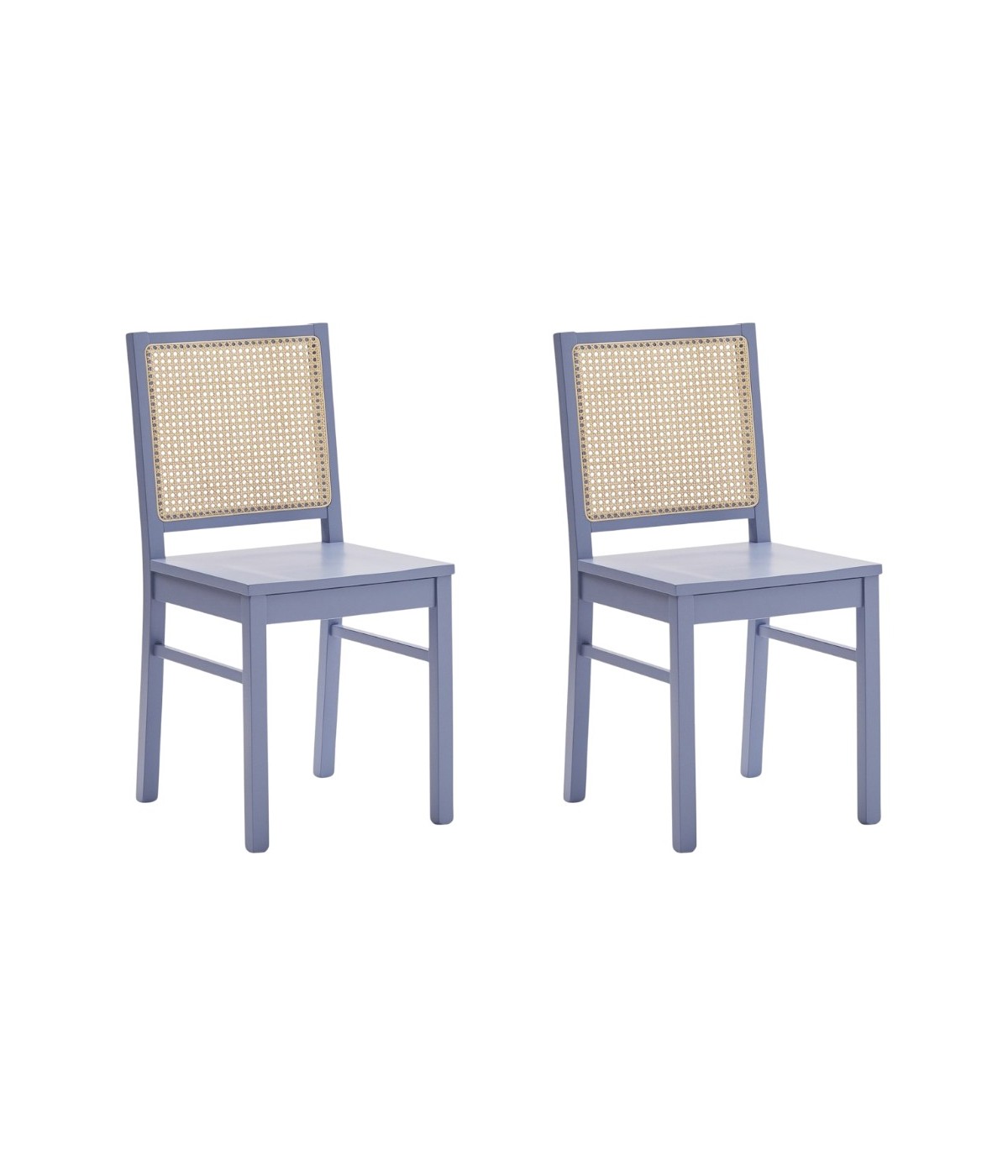 MOBILI 2G - SET 2 SEDIE PAGLIA DI VIENNA IN LEGNO BLU SEDUTA LEGNO vista frontale