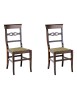 MOBILI 2G - SET 2 SEDIE IN LEGNO MASSELLO TINTA NOCE SCURO SEDUTA PAGLIA vista frontale