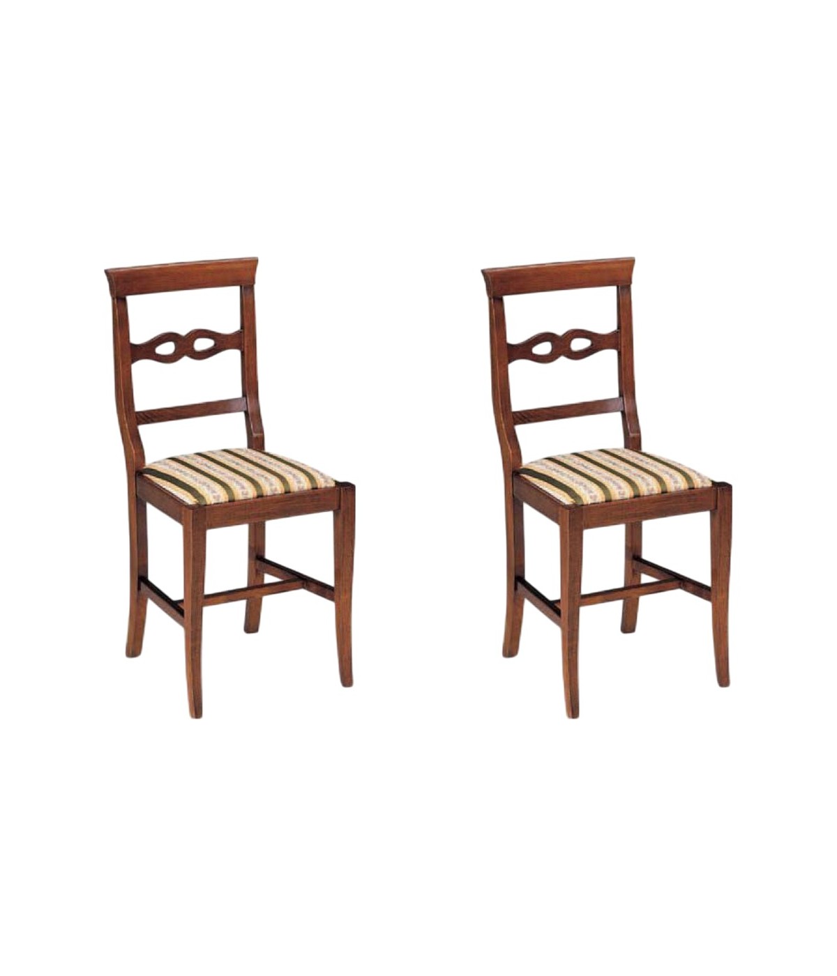 MOBILI 2G - SET 2 SEDIE IN LEGNO TINTA NOCE SCURO SEDUTA IMBOTTITA vista frontale