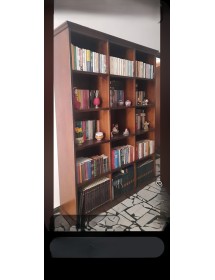 MOBILI 2G - LIBRERIA IN LEGNO TINTA NOCE ARTE POVERA 156x38x205 (592) vista frontale