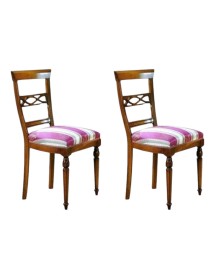 MOBILI 2G - Set 2 Sedie classiche legno imbottite tinta noce 48x55x96 vista frontale