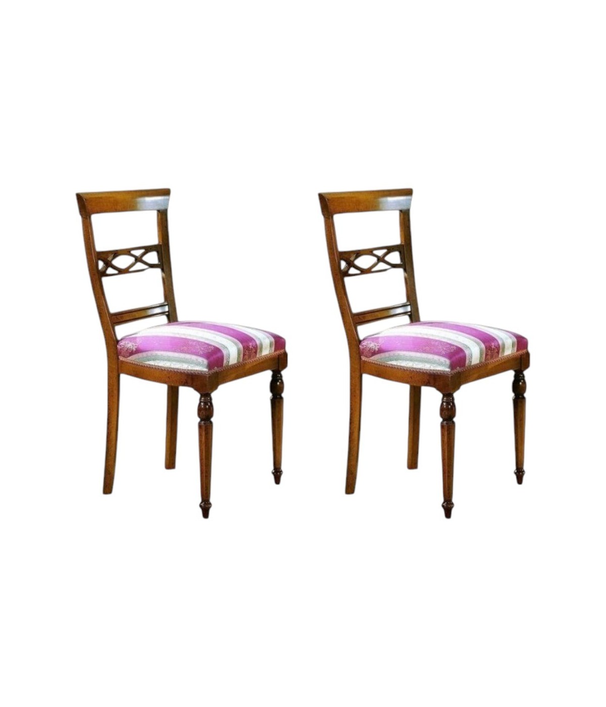 MOBILI 2G - Set 2 Sedie classiche legno imbottite tinta noce 48x55x96 vista frontale