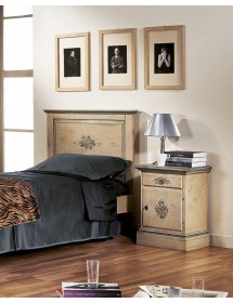 MOBILI 2G -  Comodino arte povera 1 cassetto 1 porta legno shabby avorio 50x38x65 (1430) vista frontale