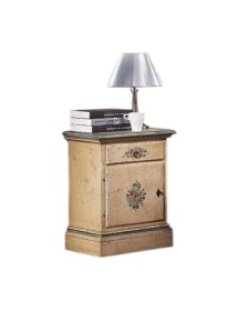 MOBILI 2G -  Comodino arte povera 1 cassetto 1 porta legno shabby avorio 50x38x65 (1430) vista frontale