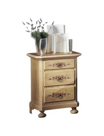 MOBILI 2G -  Comodino arte povera 3 cassetti legno shabby avorio rosso 50x38x66 (1423) vista frontale