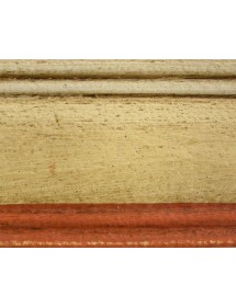 MOBILI 2G -  Cassettiera arte povera 5 cassetti legno shabby avorio rosso 116x51x101 (1422) vista frontale