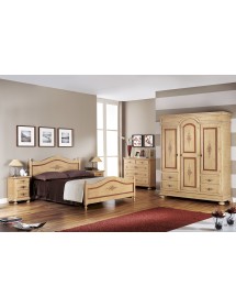 MOBILI 2G -  Cassettiera arte povera 5 cassetti legno shabby avorio rosso 116x51x101 (1422) vista frontale