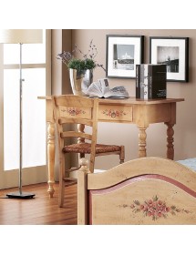 MOBILI 2G -  Scrivania arte povera 2 cassetti legno shabby avorio rosso 105x55x80 (1426) vista frontale