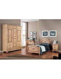 MOBILI 2G -  Scrivania arte povera 2 cassetti legno shabby avorio rosso 105x55x80 (1426) vista frontale