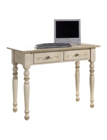 MOBILI 2G - SCRIVANIA CLASSICA SHABBY LEGNO AVORIO E VERDE 105X55X80 (1468) vista frontale