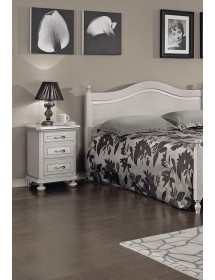 MOBILI 2G -  Comodino arte povera 3 cassetti legno shabby tortora grigio 50x38x66 (1476) vista frontale