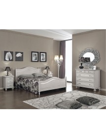 MOBILI 2G -  Comodino arte povera 3 cassetti legno shabby tortora grigio 50x38x66 (1476) vista frontale