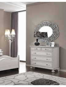 MOBILI 2G -  Cassettiera arte povera 5 cassetti legno shabby tortora grigio 116x51x101 (1475) VISTA FRONTALE