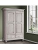 MOBILI 2G - ARMADIO CLASSICO 2 PORTE 2 CASSETTI LEGNO SHABBY TORTORA GRIGIO 135x63X203 (1465) vista frontale