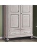 MOBILI 2G - ARMADIO CLASSICO 2 PORTE 2 CASSETTI LEGNO SHABBY TORTORA GRIGIO 135x63X203 (1465) vista frontale