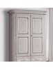 MOBILI 2G - ARMADIO CLASSICO 2 PORTE 2 CASSETTI LEGNO SHABBY TORTORA GRIGIO 135x63X203 (1465) vista frontale