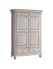 MOBILI 2G - ARMADIO CLASSICO 2 PORTE 2 CASSETTI LEGNO SHABBY TORTORA GRIGIO 135x63X203 (1465) vista frontale