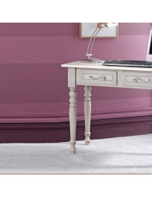 MOBILI 2G - Scrivania arte povera 2 cassetti shabby grigio tortora 105x55x80 (1466) VISTA FRONTALE