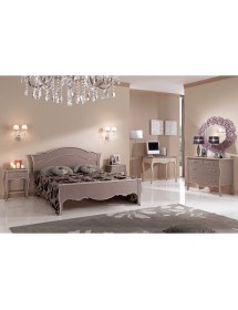 MOBILI 2G - COMODINO 1 CASSETTO 1 RIPIANO LACCATO TORTORA ANTICATO CON PROFILO AVORIO MISURE L.54 P.36 H.69 (1480)