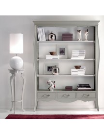 MOBILI 2G - LIBRERIA CLASSICA IN LEGNO 3 CASSETTI GRIGIO/BIANCO 151X47X204