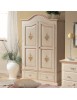 MOBILI 2G - ARMADIO IN LEGNO SHABBY BIANCO CON DECORI ROSA 122X60X200 (1320) vista frontale