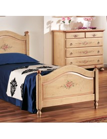 LETTO SAGOMATO SINGOLO AVORIO ANTICO/ROSA IN LEGNO 99x212x112 (1437)