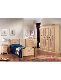LETTO SAGOMATO SINGOLO AVORIO ANTICO/ROSA IN LEGNO 99x212x112 (1437)