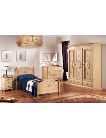 MOBILI 2G - Armadio 3 porte arte povera in legno shabby avorio anticato filo rosa 184x60x217 vista frontale