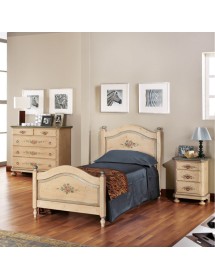 MOBILI 2G -  Comodino arte povera 3 cassetti legno shabby avorio antico azzurro 50x38x66 (1440) vista frontale