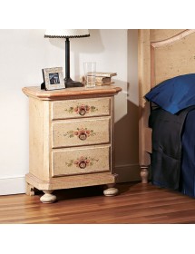 MOBILI 2G -  Comodino arte povera 3 cassetti legno shabby avorio antico rosa 50x38x66 (1436) vista frontale
